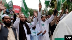 Islamists during an anti-Taliban and anti-U.S. protest rally in Islamabad.