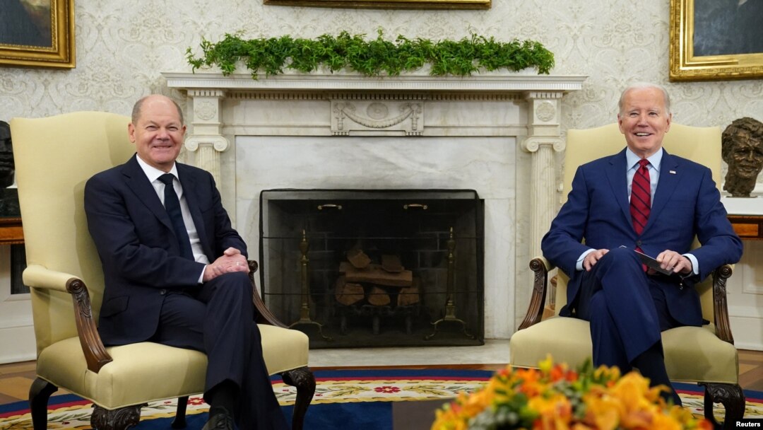 Vizita de lucru a cancelarului Germaniei, Olaf Scholz, în SUA s-a concentrat pe dicuții cu privire la sprijinul acordat Ucrainei. Vineri, 3 martie 2023, Casa Albă.