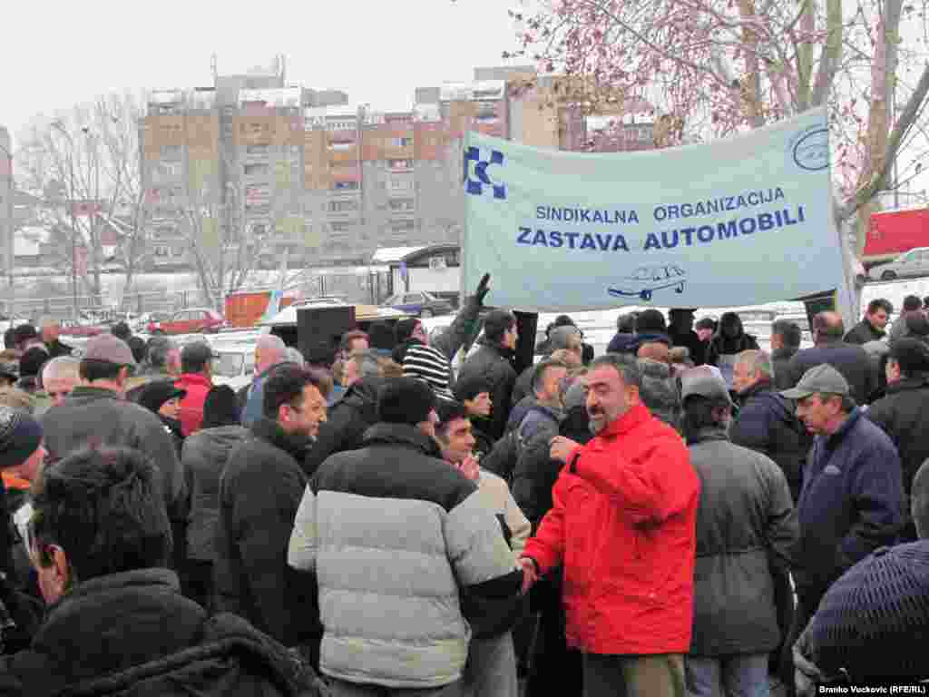 Protesti radnika ¨Zastava¨ automobili, Kragujevac, 28.12.2010. Foto: Branko Vučković