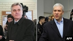 Tomislav Nikolić (levo) i Boris Tadić prilikom glasanja u Beogradu, februar 2008.