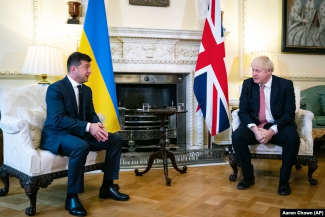 Президент України Володимир Зеленський, прем`єр-міністр Великої Британії Боріс Джонсон, 8 жовтня 2020 року