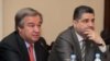 Armenia -- Prime Minister Tigran Sarkisian (R) and U.N. High Commissioner for Refugees Antonio Guterres attend an international conference in Yerevan, 17May2011.