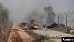 На місці нападу на ізраїльський патруль біля села Аль-Гаджар на кордоні Ізраїлю й Лівану, 28 січня 2015 року