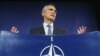 NATO Secretary-General Jens Stoltenberg speaks during a news conference during a North Atlantic Council defense ministers meeting in Brussels on November 9.