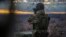 Ukraine -- Soldier looks at the slagheap controled by prorussian rebels from position of the Ukrainian military on the slagheap near the mine of Zolote-4, 13Dec2017
