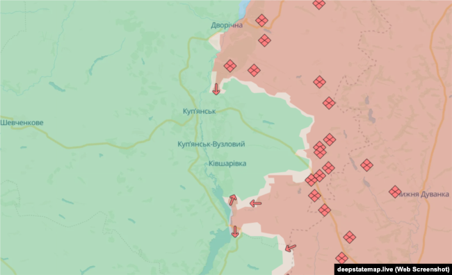 Ситуація на куп'янській ділянці фронту 6 грудня 2024 року, мапа DeepState