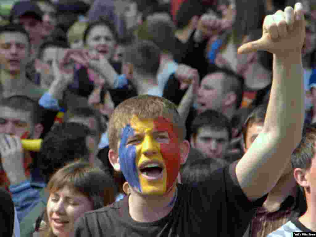 Protests in the Moldovan capital, Chisinau, began on April 6 with a students' rally.