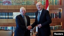 Šef evropske diplomatije Josep Borrell i libanski premijer Nadžib Mikati u Bejrutu, Liban 6. januara 2024.