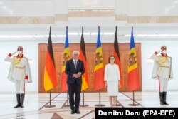 Președintele Germaniei Frank-Walter Steinmeier (s) și președinta R. Moldova, Maia Sandu, 29 septembrie, 2021