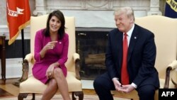 Donald Trump i Nikki Haley, u Ovalnom uredu Bijele kuće 9. oktobra 2018. u Washingtonu