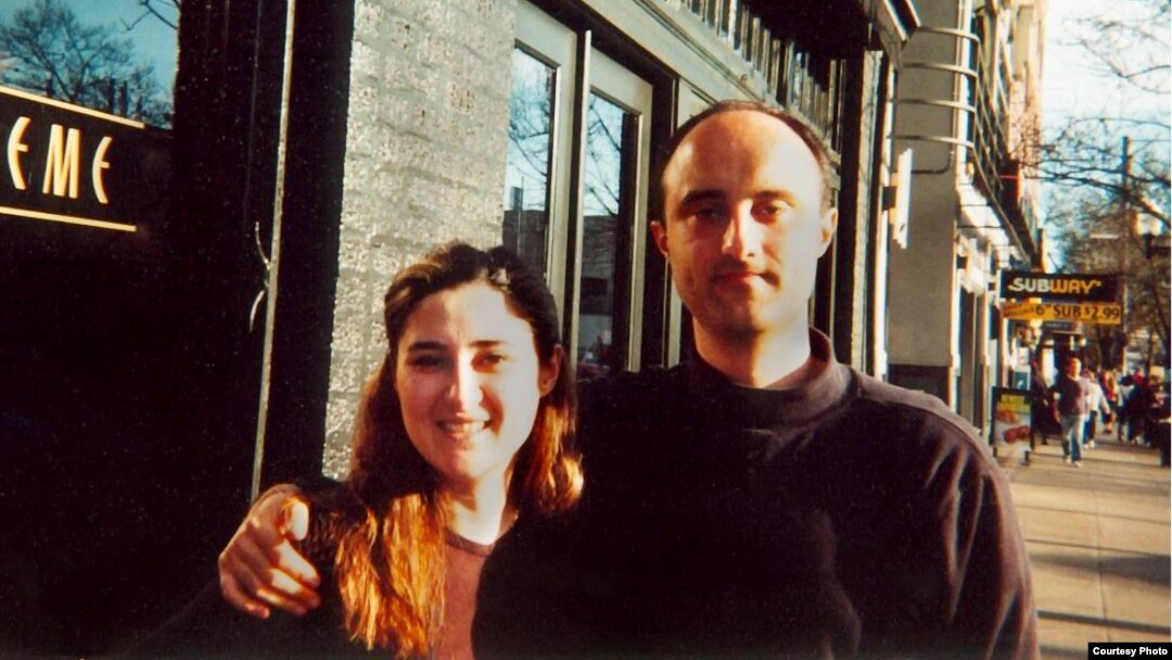 Natalie (left), an immigrant from Bosnia-Herzegovina, poses with her brother in Seattle in 2001.