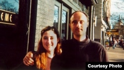 Natalie (left), an immigrant from Bosnia-Herzegovina, poses with her brother in Seattle in 2001.