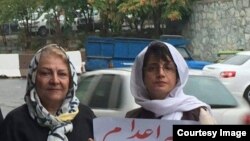 Giti Pourfazel (L) with another prominent women's rights defender, Nasrin Sotoudeh who is currently serving a long prison term for protesting forced hijab. File photo