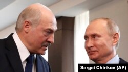 Президенты России и Белоруссии - Владимир Путин и Александр Лукашенко
