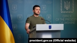 Уладзімір Зяленскі падчас выступу 7 сакавіка 2022 году