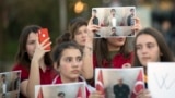 KOSOVO -- Students of Mehmet Akif College in Kosovo protest the arrest and deportation of their teachers in Kosovo's capital Pristina, March 29, 2018