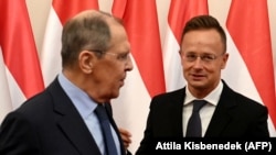 Szergej Lavrov orosz külügyminiszter és Szijjártó Péter magyar külügyminiszter budapesti találkozójukon, 2021. augusztus 24-én. 