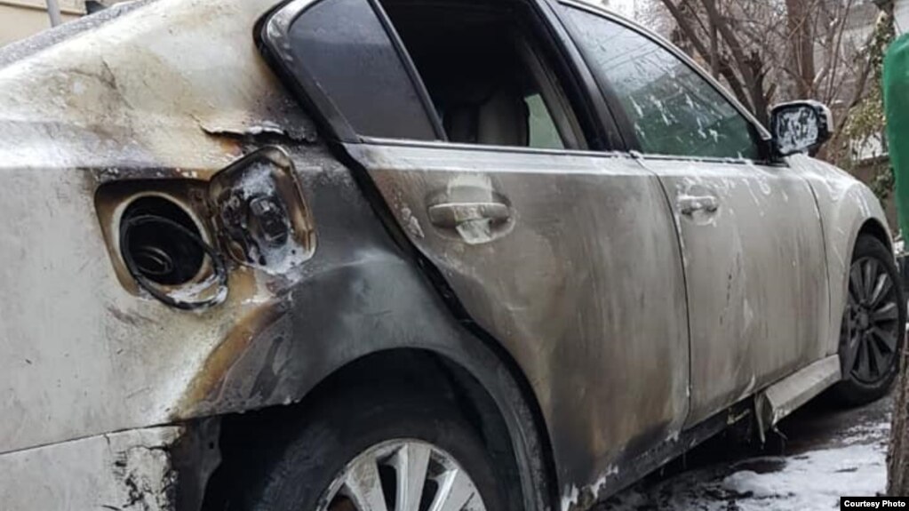 Распространившееся в социальных сетях фото сгоревшего автомобиля. 14 декабря 2020 года. 