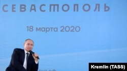 Уладзімір Пуцін у Сэвастопалі 18 сакавіка 2020 