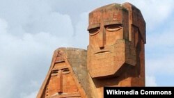 Nagorno Karabakh -- he Grandma and Grandpa statue in Stepanakert, undated