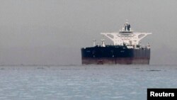 Malta-flagged Iranian crude oil supertanker "Delvar" is seen anchored off Singapore. FILE PHOTO