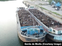 Two barges full of metal waste captured by border authorities at Murfatlar, in June, before being sent back to Bulgaria.