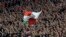 Hungarian soccer fans cheer on their team ahead of their country's match with Bosnia-Herzegovina in the UEFA Nations League.&nbsp;
