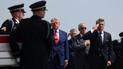 US President Donald Trump and defense chief Pete Hegseth attend a ceremony for soldier killed in July attack on a military base in Jordan.