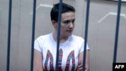 Detained Ukrainian pilot Nadezhda Savchenko in a Moscow court on November 11