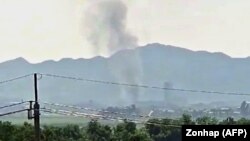 Fum în zona industrială abandonată, demilitarizată, de la Kaesong, unde se afla biroul de legătură între Coreea de Nord și Coreea de Sud