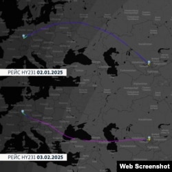Как изменился маршрут рейса HY231 из Ташкента во Франкфурт после решения авиакомпании избегать воздушного пространства России. Cкриншот c сервиса Flightradar24.