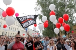 Минск, 18 августа, акция в поддержку арестованного блогера Сергея Тихановского, которому во вторник исполняется 42 года.