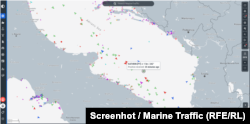 Anija Kathrin prej disa ditësh ndodhet në Adriatikun jugor; Faqja e Trafikut Detar për monitorimin e trafikut detar; 4 tetor 2024.