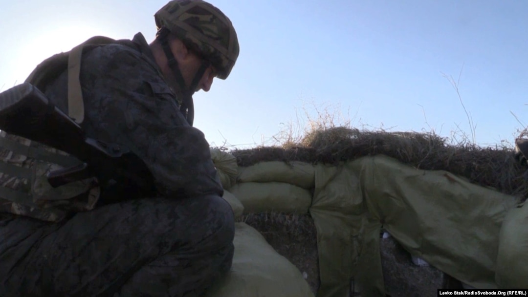 One of the military checkpoints northwest of the city of Luhansk that Kyiv says came under attack by regular Russian forces. 