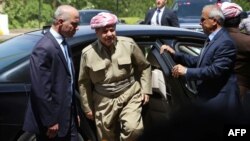 The president of Iraq's autonomous Kurdistan region, Masud Barzani, arrives for a session of the regional parliament in Irbil on July 3.