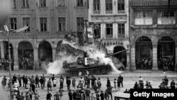 Un tanc rusesc la Liberec, 1968.