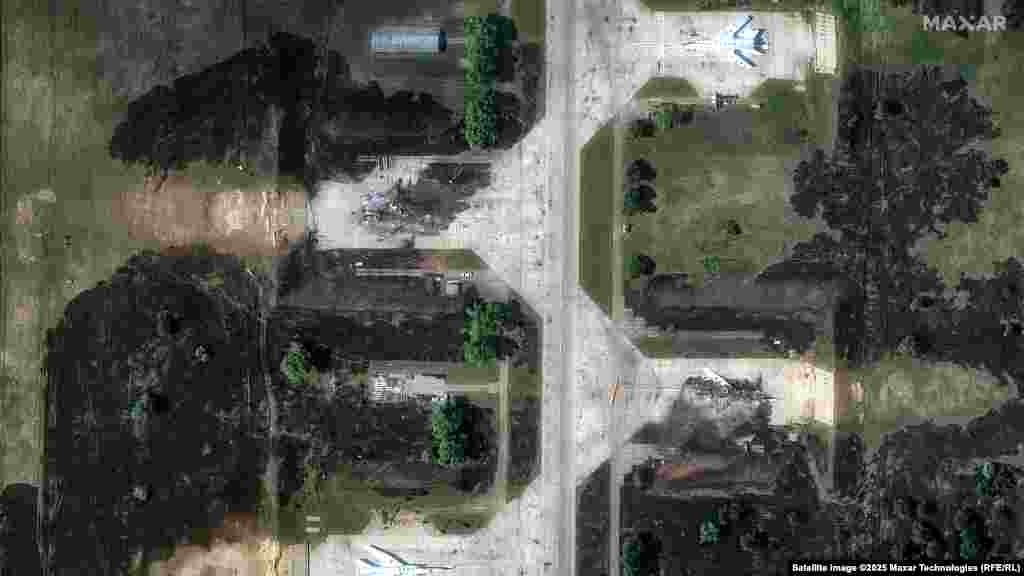 Satellite images of TU-22 aircraft at the Russian Belaya air base on May 22 and then after Ukraine's drone strike.