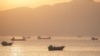 Vessels anchored at the Strait of Hormuz, as seen from Musandam