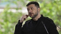 Ukrainian President Volodymyr Zelenskyy attends a press conference after a meeting of European leaders in the Ukrainian capital Kyiv on May 10.