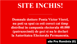 Site-ul Pro România a fost deturnat după ce partidul ar fi rămas dator unei firme.