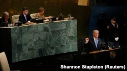 U.S. President Donald Trump addresses the UN General Assembly in 2017. He will speak again on September 25.