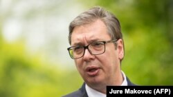 Predsednik Srbije Aleksandar Vučić u mesto Brdo pri Kranju, 17. maj 2021.