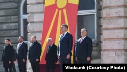 Makedonski premijer Hristijan Mickoski i mađarski premijer Viktor Orban u Budimpešti, 4. marta 2025.