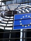 Зовнішній вигляд будівлі Європейського Парламенту в Брюсселі, Бельгія