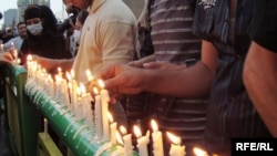 Candles are lit in central Tehran on June 18.