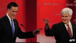 Два главных кандидата на номинацию от Республиканской партии - Митт Ромни и Ньют Гингрич 