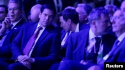 US Secretary of State Marco Rubio (second left) attends the World Economic Forum in Davos, Switzerland, alongside US Treasury Secretary Scott Bessent (left) and President Donald Trump's son-in-law Jared Kushner on January 21.