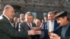 Armenia - Prime Minister Karen Karapetian (C) and other officials inaugurate a newly renovated street in Gyumri's old town, 18Oct2017.