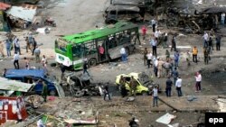 Наступствы выбуху на аўтобусным прыпынку ў горадзе Джабле, паміж Латакіяй і Тартусам. 23 траўня 2016 году