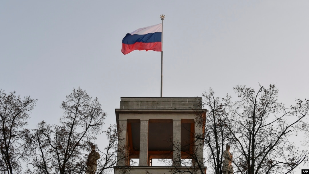 The Russian Embassy in Berlin where a German Army officer is said to have offered to spy for Russia.